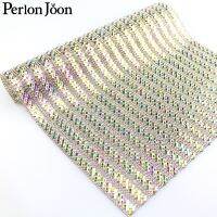 1pcs 24x40cm New products shine AB color crystal glass cloth paste back glue hot fix rhinestone DIY patch applique TR110