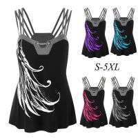 [COD] European and foreign trade new AliExpress popular style ladies tops fashion print contrast vest camisole