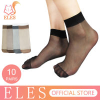 ELES 10 Pairs คู่ถุงเท้าข้อเท้าสำหรับผู้หญิงเซ็กซี่บางเฉียบยืดหยุ่น Silky สั้นผ้าไหมถุงน่อง