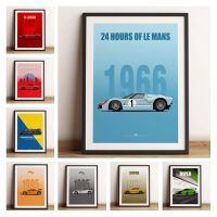 Travel Cars โปสเตอร์ F1 24ชั่วโมง Le Mans ตกแต่งสำหรับ Wall Art Motorsport Gtr F12 Kawaii Room Decor โปสเตอร์ผ้าใบ Aesthetic New