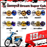 น็อตชุดสีดรีม,ดรีม110i(1ชุด=19 ตัว)น๊อตชุดสีDream,Dream110i(ไฟเหลี่ยม) น็อตเฟรมดรีม,ดรีม110i น็อตดรีม น็อตDream น็อตสแตนเลส (ดรีม)