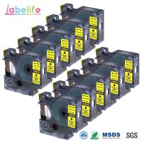 Labelife 10 Pack 45018 Black/Yellow 12mm Compatible for DYMO D1 Electronic Tape multipurpopse self-adhesive D-1 Tape Cartridges