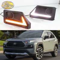 SNCN โคมไฟเดย์ไลท์2ชิ้น12V รถ DRL LED สำหรับโตโยต้า RAV4แอดเวนเทอร์ Trail กีฬา2019 2020สัญญาณไฟเลี้ยวสีเหลืองสำหรับวิ่งกลางวันไฟตัดหมอกตอนกลางวัน