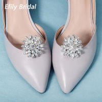 Efily Crystal Wedding Shoe Clip Flower Rhinestone Women Shoe Buckle Accessories for Sandal Heels Trendy Party Bridesmaid Gift