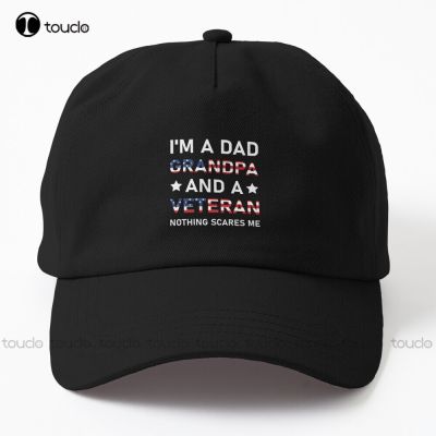 IM A Dad Grandpa And A Veteran Nothing Scares Me Usa Flag Dad Hat Baseball Cap Men Hip Hop Trucker Hats Street Skateboard Funny