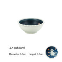 Japanese Cartoon Cat Ceramic Plate Breakfast Cereal Soup Bowls Dinner Dish Rice Noodle Bowl Creative Wavy Edge Plates Tableware