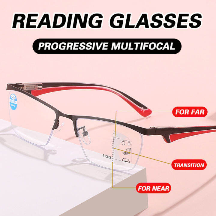 100 To 400 New Progressive Multifocal Reading Glasses For Men Anti Blue Light Presbyopia 4692