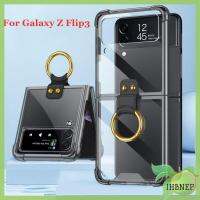 เคสใสสำหรับป้องกันที่วางเลนส์แบบมีห่วงของ IHBNEP สำหรับ Samsung Galaxy Z Flip3 5G เคสครอบโทรศัพท์