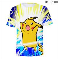 ฤดูร้อน Pokemon Pikachu 3D พิมพ์เสื้อผ้าผู้ชายเสื้อยืดแขนสั้นสาเหตุเด็กเสื้อยืดด้านบน