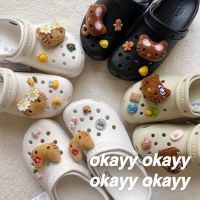 ✗☬ Sanrio Kawali Hawaii Hellokitty Crocs Shoe-Buckle Plush Removable Accessories Summer Cartoon Friend Gift Birthday Gift For Girls