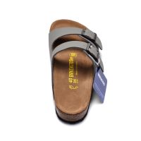 【Original】Birkenstock Arizona Mens/Female Classic Cork Frosted Leather Grey Slippers Beach Casual Shoes 34-46TH