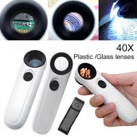 40X Magnifying Magnifier Glass Jeweler Eye Jewelry Loupe Loop with 2 LED Light