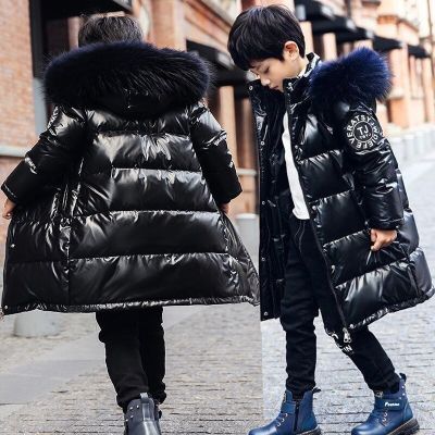 2023 New Style Winter Keep Warm Boys Jacket Big Fur Collar Hooded Down Coat For Kids Children Thick Outerwear