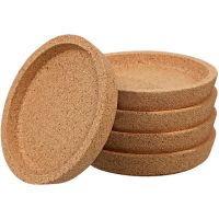 5 Pcs Cork Coaster for Beverage Coasters, Heat-Resistant Water Reusable Natural Round Coasters for Restaurants and Bars