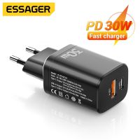 Essager PD30W USB ชนิด C ชาร์จเร็ว QC 3.0สำหรับ14 13 12 Pro Max เหมาะสำหรับ Xiaomi ที่เหมาะกับปลั๊กอะแดปเตอร์ชาร์จไฟโทรศัพท์มือถือ Samsung