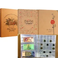 600 banknotes  800 stamps 360 banknotes &amp;150 Coins Collection Book loose-leaf kraft paper cover retro anti-knock pack corners  Photo Albums