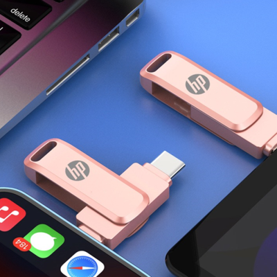 HP แฟลชไดร์ฟแฟลชไดรฟ์แบบแท่งเมมโมรี่แฟลชไดร์ฟ USB ขนาด256GB 1TB สำหรับ IPhone14/13/12/11/X/8/7/6พร้อม TYPE-C