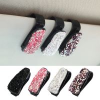 Rhinestone Glasses Clip Car Mount Sunglasses Card Holder Fastener Interior Decoration Accessories