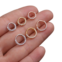 1Pcs 6/8/10Mm Zircon ห่วงสแตนเลสเจาะจมูกและหูใหม่ Trendy ห่วงสแตนเลสเจาะจมูกและหูกระดูกอ่อนห่วงเจาะต่างหู