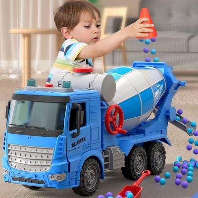 Electric Simulation Engineering Mixer Truck Model Inertia Transporter Concrete Cement Truck Light Music Educational Toys Kid Boy