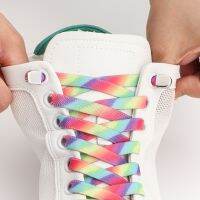 【HOT】┋△☇ 1Pair Colourful No Tie Shoelaces Elastic Laces Sneakers Adults Kids 8MM Wide Flats Rubber Shoelace Shoes