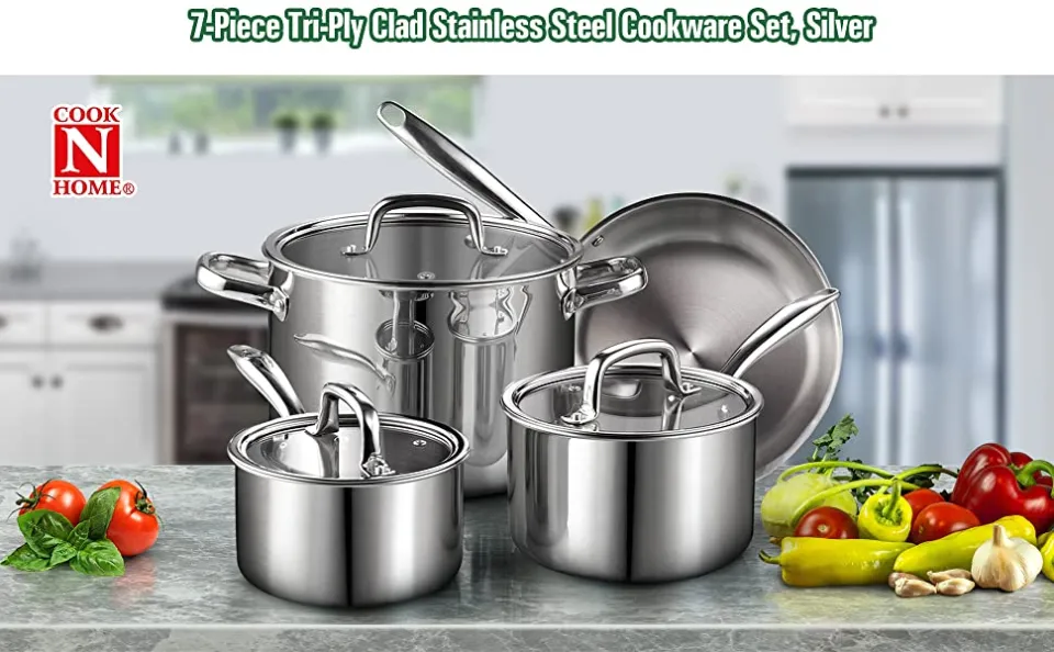 7-Piece Tri-Ply Stainless Steel Cookware Set