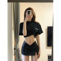 [Unique Mini Skirt] กระโปรงสั้น หนังสั้น เอวต่ํา เซ็กซี่ สไตล์เรโทร สําหรับผู้หญิง