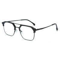 Double Bridge Titanium Alloy Black Fashion Rectangle Reading Glasses +0.75 +1 +1.25 +1.5 +1.75 +2 To +6