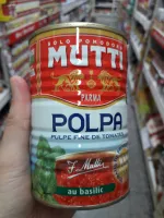 Mutti มูตติ มะเขือเทศบดละเอียดผสมใบโหระพา  Polpa Pulpe Fine De Tomates 400กรัม