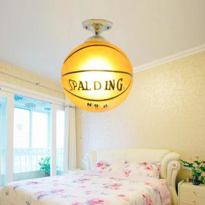 Modern Ceiling Lamp Simple Glass LED Children Basketball Bedroom Living Room Lighting Fixture Decoration Round Kid Indoor Light