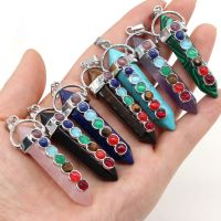 【YF】✜❁  Stone Pendulum 7 Chakra Reiki Healing Pendant Hexagon Charms Necklace Jewelry Making Accessories