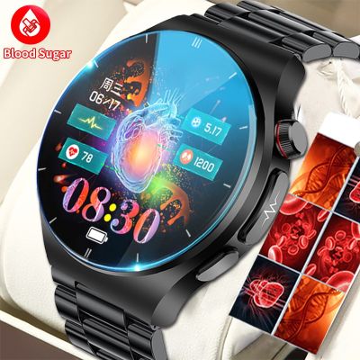 Blood Fat Uric Acid 2023 New Blood Glucose Monitor Health Smart Watch Men ECG+PPG Blood Pressure Bluetooth Call Sport SmartWatch