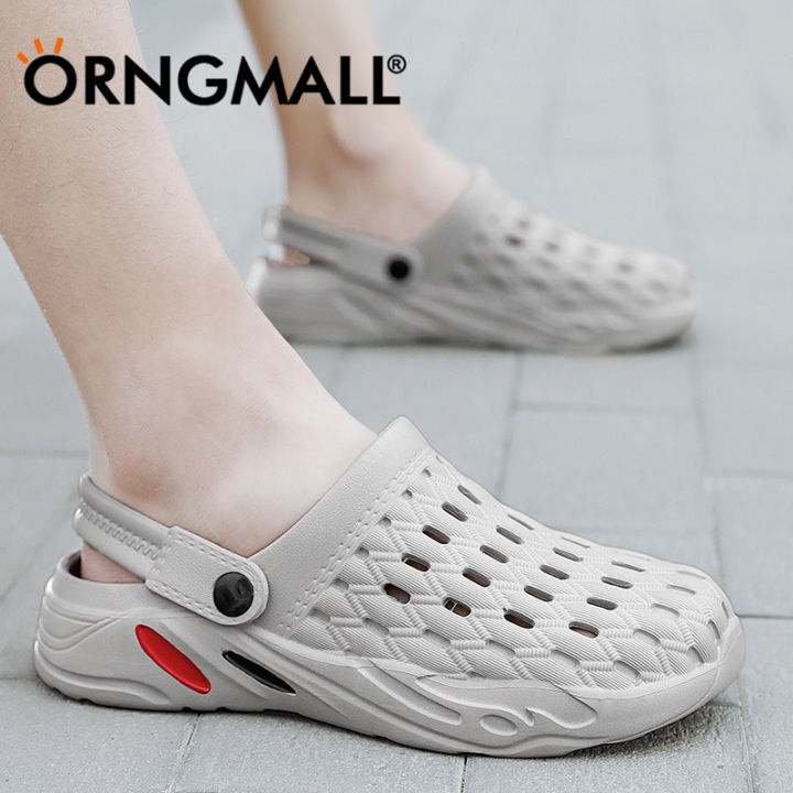 orngmall-รองเท้าแตะครึ่งเท้าสำหรับผู้ชายแฟชั่นกลางแจ้ง-รองเท้าทรงเว้านวด-eva-รองเท้าแตะชายหาดกันลื่นสำหรับผู้ชายไซส์39-47ฤดูร้อน