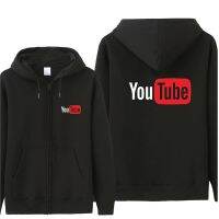 Funny Youtube Logo พิมพ์ Hoodies ของผู้ชาย You Tube Zipper เสื้อกันหนาวฝ้ายเสื้อผู้ชาย Coat