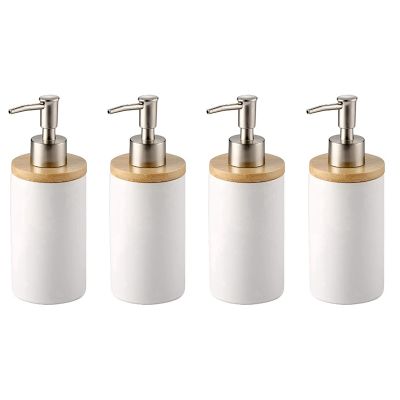 4X 400Ml Ceramic Soap Dispenser, Nordic Style, Lotion Dispenser Soap Dispenser for Kitchen and Bathroom -White