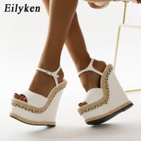 Eilyken Size 35-42 White Sandals For Women Summer Fashion Open Toe Ankle Buckle Strap Platform Wedge Heels Ladies Dress Shoes