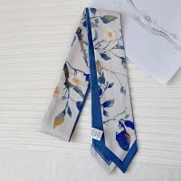 ★New★ National style art texture sense silk scarf headband womens senior double layer 2023 new original design tied bag floating tie scarf