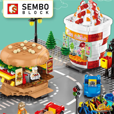 ตัวต่อเลโก้ Sembo Block ร้านค้าสตรีทฟู้ด Street Food SD601055-SD601058