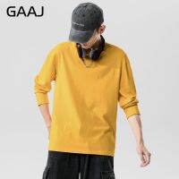 GAAJ 2022 T เสื้อผู้ชายแขนยาวผ้าฝ้าย100% 16สีฤดูใบไม้ผลิฤดูใบไม้ร่วง O-Neck Tops คุณภาพสูง Tshirt Tee Man 7DI81 #