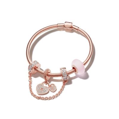 LR 2022 Trend New Products Fashion Rose Gold Love Guardian Bracelet Set Key Charm Making Womens Jewelry Gifts