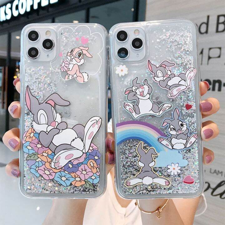 16-digits-เคสโทรศัพท์กระต่ายสายรุ้งน่ารักสำหรับ-iphone-13-pro-max-x-xs-max-xr-8-6-7-plus-12-11-se-20-glitter-quicksand-soft-โทรศัพท์ฝาหลัง