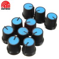 10 Buah Knob Plastik untuk Potensiometer Putar Lubang Kontrol Volume Controller Hitam Topi Diy untuk WH148 6 Mm Biru putih Hitam