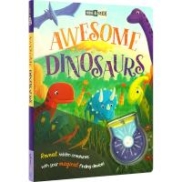 Awesome dinosaurs magical dinosaur black technology detective lamp hide and seek series paperboard Books English original imported childrens books