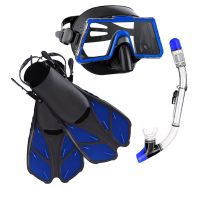 Factory Supply Waterproof Silicone Tempered Glass Diving And Silicone Snorkel And Fins Gear Set