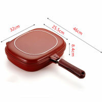 32Cm Frying Pan Skillet Grill Pan Double-Sided Pan Baking Tray Non-Stick Skillet Wok Pan Home Garden Pancake Pan for The Kitchen