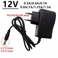 12 V AC DC Power อะแดปเตอร์จ่ายไฟ12 V 0.5A 0.6A 0.7A 0.8A 1A 1.25A 1.5A AC/DC DC 12โวลต์ดีซี Swiching EU 220V ถึง12 V