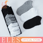 ELES Breathable Sports Socks Ankle Simple Soft Ankle Socks White Black Grey