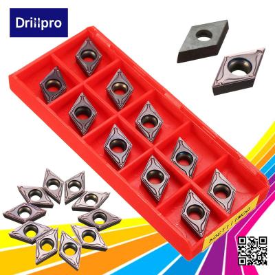 Drillpro เม็ดมีด VP15TF คาร์ไบด์ DCMT11T304 10ชิ้นสำหรับที่ใส่เครื่องมือกลึง SDJCR1616H11