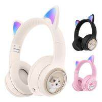 Cat Headphones for Kids Adorable Cat Ears Hand-free Headphones HiFi Sound Music Headset with LED Light Comfortable Foldable Headphone with Mic for Adults Kids top sale