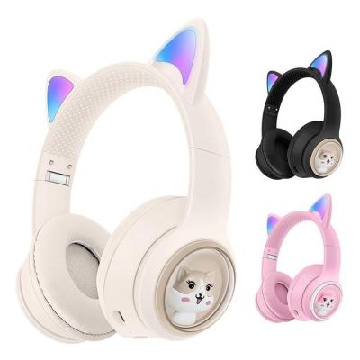 Cat Headphones for Kids Adorable Cat Ears Hand-free Headphones HiFi Sound Music Headset with LED Light Comfortable Foldable Headphone with Mic for Adults Kids brilliant